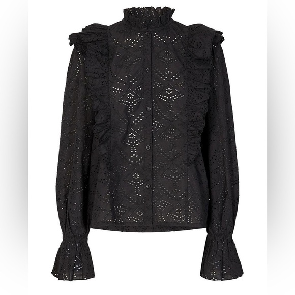 Sofie Schnoor Eyelet Lace Women's Top Black - Picture 3 of 12